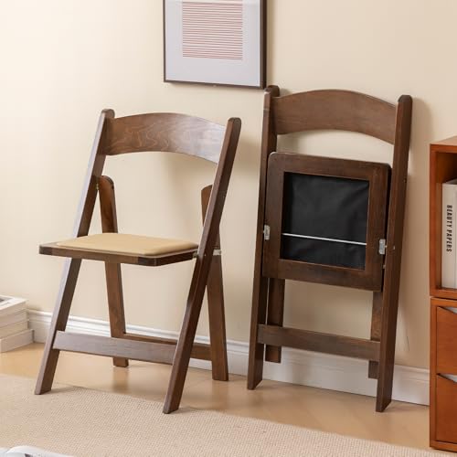 GTNSAFP Classic-Fruitwood Wooden Folding Chair Set of 2 – Space-Saving, Padded & No Assembly