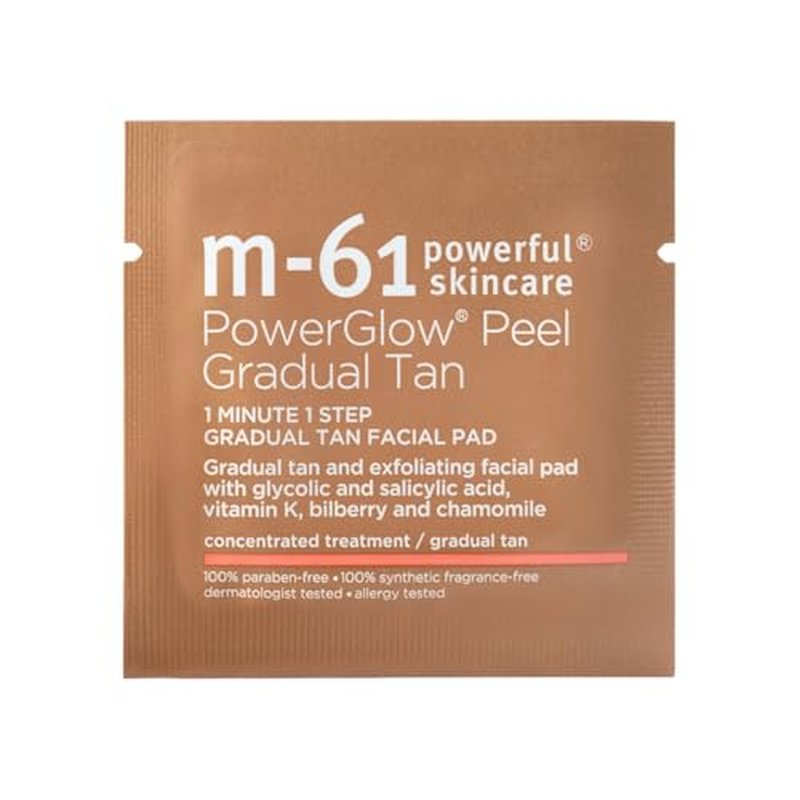 m-61 PowerGlow Peel Gradual Tan | Exfoliating Facial Peel, Build A Streak-Free Radiant Glow