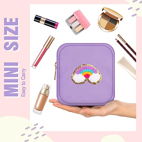 Sumind 12 Pcs Christmas Preppy Patch Makeup Bag Bulk Cute Mini Pouch Bag Gift Nylon Travel Cosmetic Toiletry Portable Organizer Storage Purse Small Zipper Pouch Daily Use Storage Purse for Women