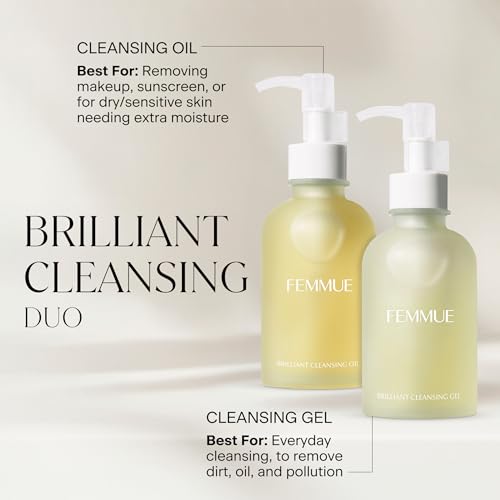 FEMMUE Brilliant Cleansing Oil (4.23 oz) | Luxurious Camellia Oil Face Cleanser & Gentle Makeup Remover | Hydrating and Moisturizing Korean Skincare | Fortifies Skin Barrier