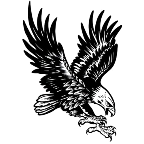 INKARTLINK Tattoo Tech,2 Sheets Extra-Large Semi Permanent Tattoo,Adult Art Design Temporary Tattoos, Lasts 1-2 Weeks, Waterproof, Realistic Look, No Adhesive, No Reflection (Eagle Design)
