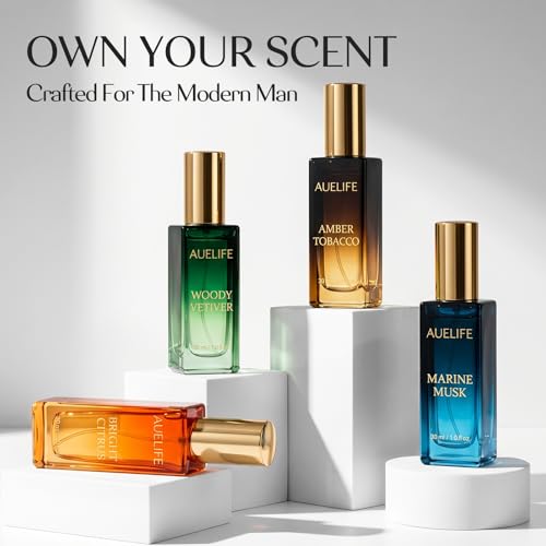 Auelife Men's Fragrance Gift Set - 4x30mL Cologne, Long-Lasting, Alcohol-Free