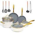 Ceramic Nonstick Cookware Set 14-Pc Kitchen Pots & Pans with Silicone Utensils