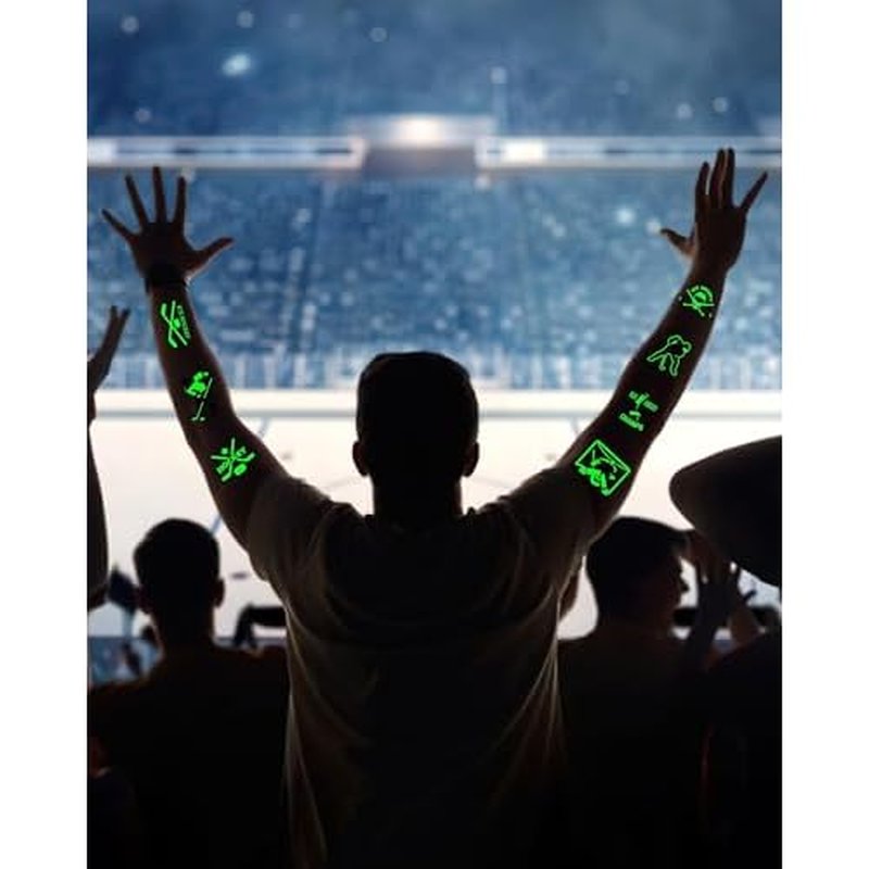 164 Pieces Luminous Ice Hockey Temporary Tattoos, Glow in The Dark Ice Hockey Themed Tattoos Stickers Party Favors for Hockey Party Decorations Supplies