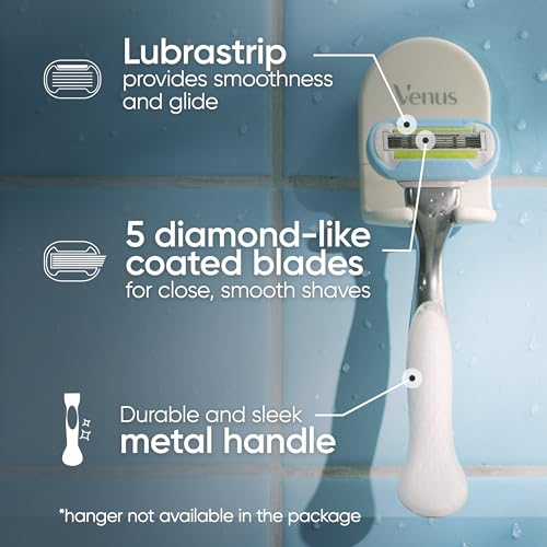 Gillette Venus Platinum Extra Smooth Metal Handle Women's Razor Handle + 4 Blade Refills, Pivoting Head and Ribbon of Moisture