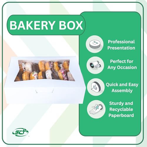 White Bakery Boxes with Tuck-in Lid 10x14x4 Inches, 100 Pack