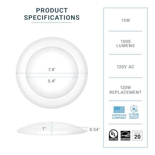 12 Pack 5/6 Inch Dimmable LED Disk Lights - Daylight 5000K Surface Flush Mount