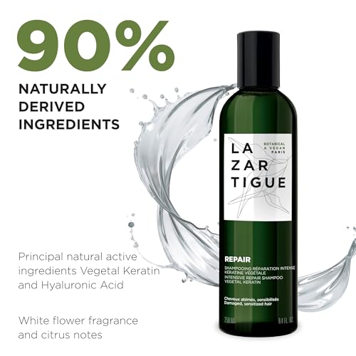 Lazartigue Intensive Repair Shampoo 8.4 Fl Oz - Hydrating & Damage Repair for Dry Hair