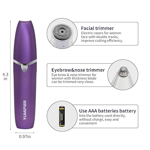 Eyebrow Facial Trimmer, Facial Hair Removal for Women, Smooth & Painless Face Razors Eyebrow Shaver for Women - 2 in 1 Facial Hair Remover & Eyebrow Trimmer with Built-in Battery for Face, Lip, Chin