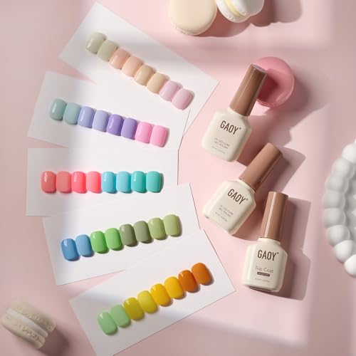 GAOY 23-Piece Gel Nail Polish Kit Pastel Macaron Colors with Top & Base Coats
