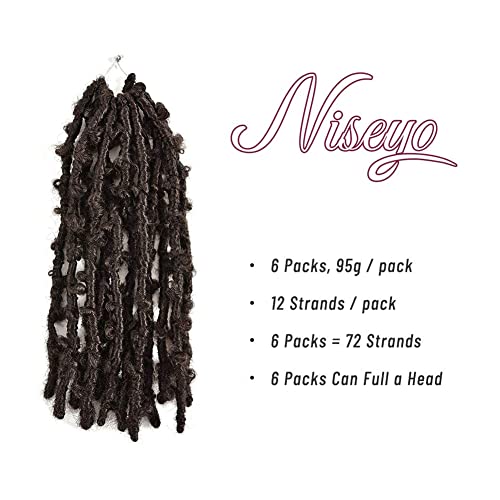 Niseyo 12 Inch Butterfly Locs Crochet Hair - 6 Packs Pre Looped #4 Brown
