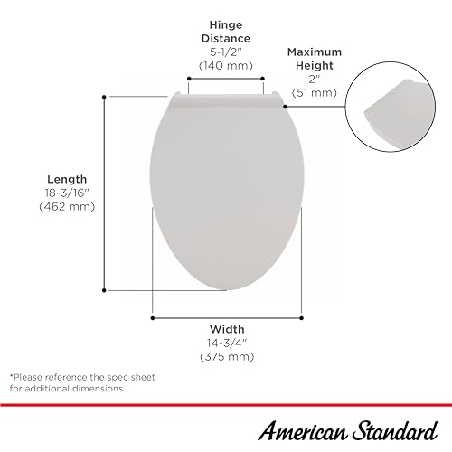 American Standard Slow-Close Elongated Toilet Seat - White, Quick-Release Hinges