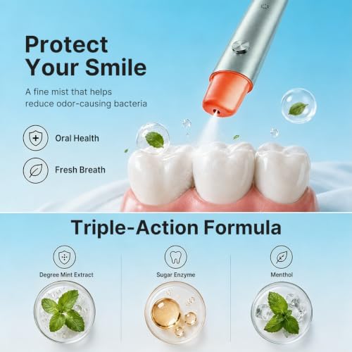 Electric Oral Spray - Probiotic Breath Freshener with 3 Flavors, Rechargeable Travel Size, Classic+3 Bombs Green