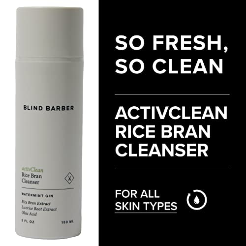 Blind Barber activClean Rice Bran Daily Face Cleanser for Men - Hydrating Foaming Facial Cleanser with Rice Bran Extract & Oleic Acid (5oz / 150ml)