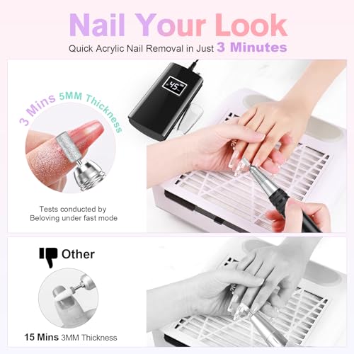 Cordless Nail Drill Kit with 11 Bits & 45000RPM for Manicure & Pedicure - Black
