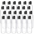 Nuenen 24 Pieces Plastic Empty Bottles Clear Squeeze Travel Containers with Black Disc Cap Refillable Shampoo Travel Bottles for Toiletries Lotion Container for Body Soap Cream(8 oz)