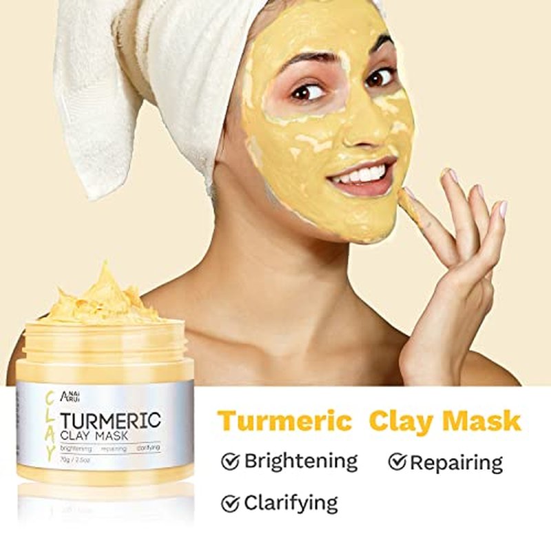 ANAI RUI SPA Mask Set-Turmeric Clay Mask,Green Tea Mask,Rose Clay Mask and Dead Sea Mud Mask for Facial Mask for Deep Cleansing, Moisturizing and Pore Cleansing Total 140g