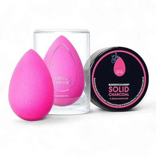 Makeup Sponge & Brush Cleaning Set - Pink Beautyblender + Charcoal Solid Cleanser (OP Variation)