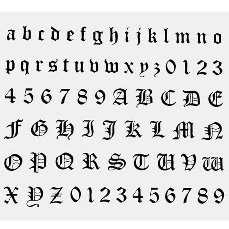 10 Sheet Gothic Temporary Tattoos, Small English Letters Numbers Fake Tattoos Alphabet Tattoo Stickers for Adult Finger Neck Body