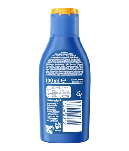 NIVEA Sun Protect & Hydrate Travel Size Sunscreen Lotion 100ml - Water-Resistant, Fast-Absorbing, Vitamin C & Hyaluronic Acid