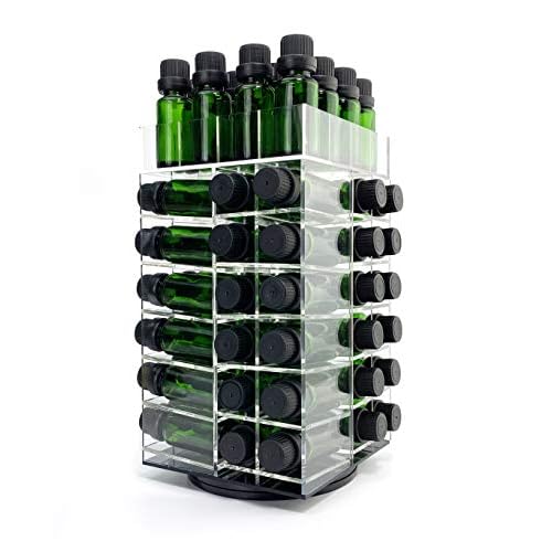 JEREVER Essential Oil Storage Rack Rotating Tower Organizer Acrylic Clear Display Holder for 64 bottles 5ml 10ml 15ml (Bottles not Included)
