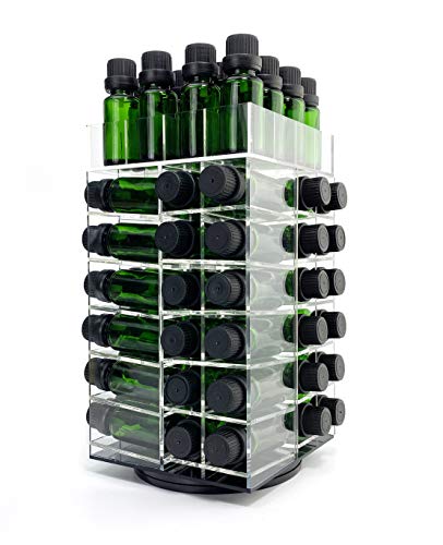 Clear Essential Oil Storage Rack Rotating Tower Organizer for 64 Bottles - JEREVER