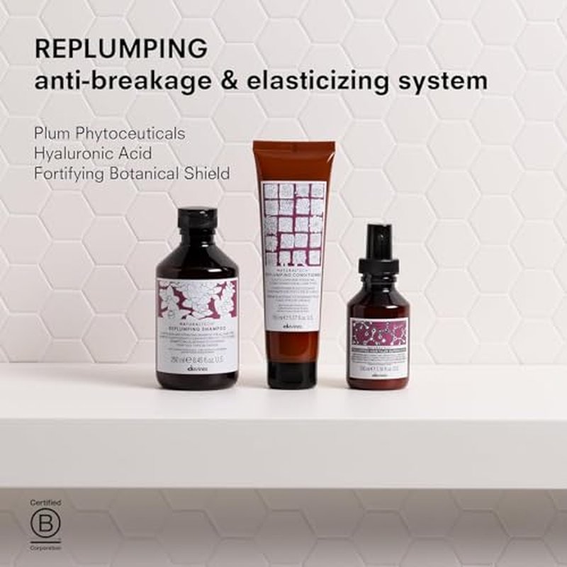 Davines Naturaltech Replumping Conditioner, Elasticizing & Moisturizing for Fine Hair Lacking Elasticity - With Plum Phytoceuticals - Detangles & Adds Body, 5.07 Fl Oz