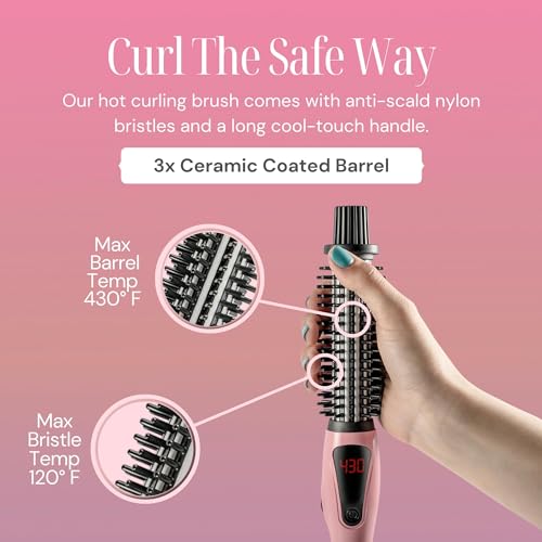 Heated Styling Brush 3-in-1 Ionic Curling Iron & Straightener for All Hair Types