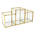 Isaac Jacobs 3-Compartment Mirror Base Organizer | Vanity & Office Storage