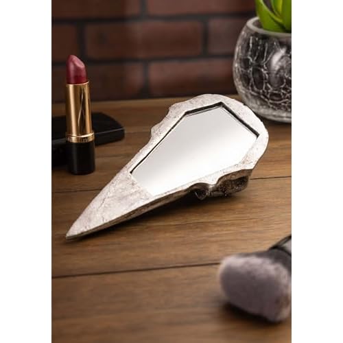 The Vault Raven Skull Handheld Makeup Mirror - Antique Silver
