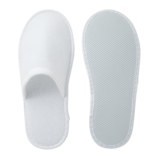 Juvale Disposable Slippers for Guests - Individually Wrapped Spa & Hotel Slippers - Slip-Resistant Shoes - Travel-Friendly Disposable Shoes - Medium (Men¡¯s US 10/Women¡¯s US 11) White - Pack of 24