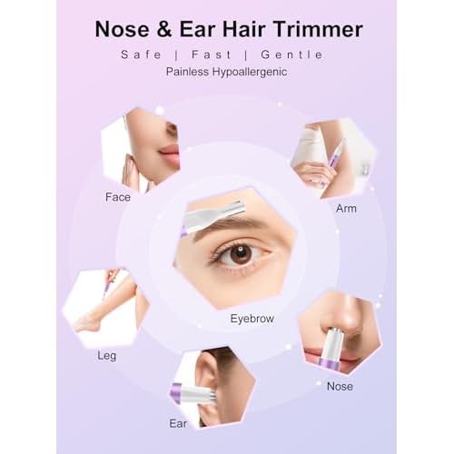 LED Display Ear and Nose Hair Trimmer Clipper for Men Women,Upgrade Rechargeable 2 in 1 Professional Painless Eyebrow & Facial Hair Trimmer with Powerful Motor and Dual-Edge Blades