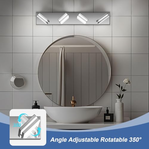 Chrome 27.17in 4-Light Modern LED Bathroom Vanity Light Fixtures