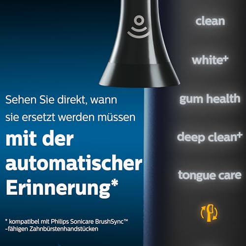 Philips Sonicare Premium Plaque Defence Replacement Brush Heads 4pk - Black, BrushSync Enabled HX9044/33