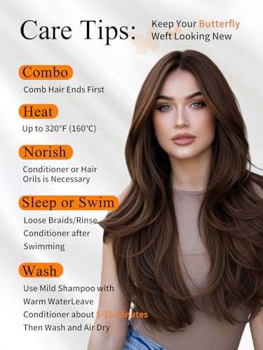 YILITE Dark Brown Butterfly Hair Extensions 14 Inch Human Remy Hair #2 40g