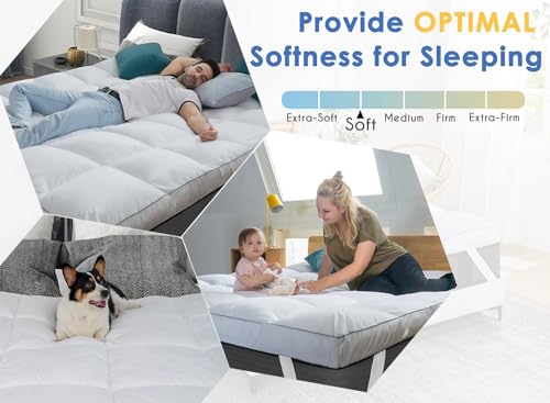 Marine Moon Full Cooling Plush Mattress Topper - Classic Square White