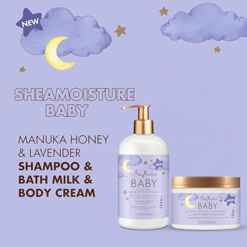 SheaMoisture Baby Essentials, Nighttime Shampoo & Bath Milk + Deep Conditioner, Manuka Honey & Lavender, Pediatrician-Tested, Hypoallergenic, Tear-Free