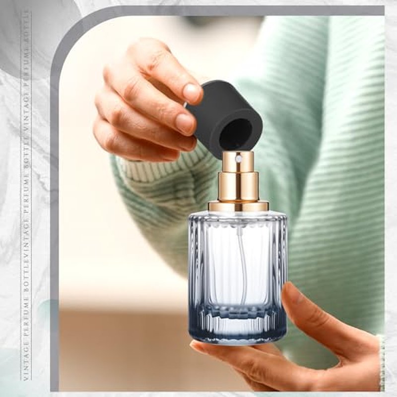 12 Pcs 30/50/100ml Empty Glass Perfume Bottles Bulk Pack for Perfume Makers Refillable Atomizer Cologne Bottles DIY Vintage Fragrance Packaging Glass Bottling Supplies (Black,50 ml)