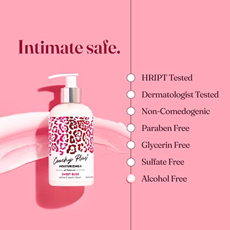 IntiMD Coochy Plus Intimate Shaving Cream SWEET BLISS For Pubic, Bikini Line, Armpit - Rash-Free With Patent-Pending MOISTURIZING+ Formula, Prevents Razor Burns & Bumps, In-Grown Hairs 8.5oz (1-Pack)