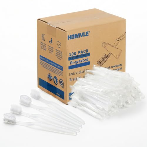 Homvle 100 Packs Prepasted Disposable Toothbrush Bulk, Individually