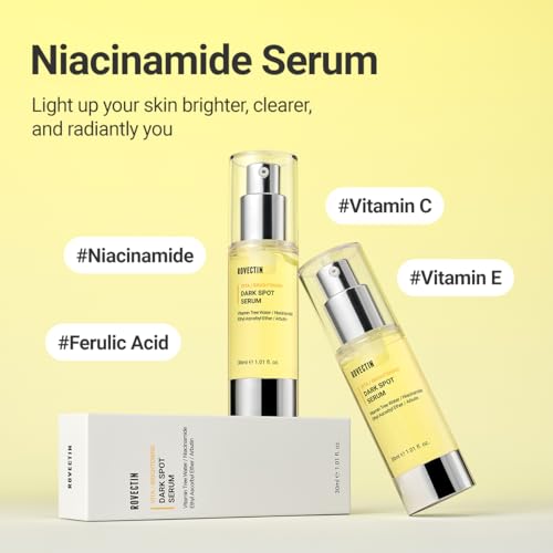 ROVECTIN Vita Dark Spot Correcting Serum ? Brightening Vitamin C & Niacinamide Serum for Glowing, Even Skin Tone | Vegan & Gentle Formula for Sensitive Skin | 1.01 Fl Oz (30 ml)