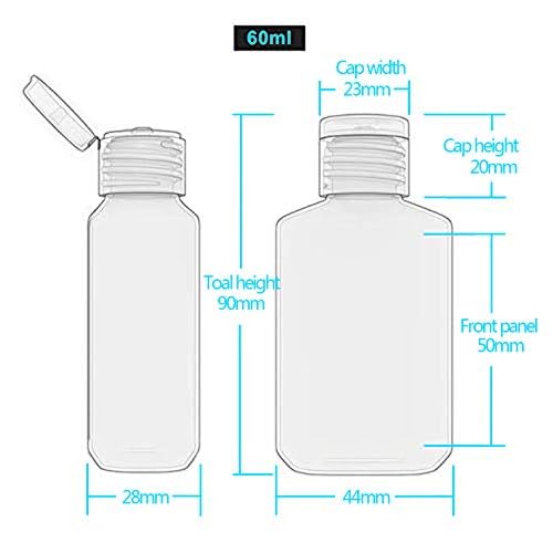 FOOCHY 120 Pack Clear Plastic Refillable Flip-Top Bottles for Hand Sanitizer Shampoo Lotion,etc - No BPA/Parabens, 60ml/2oz