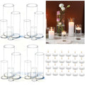 UDU 16 Pack Set of 4-10 Inch Clear Glass Cylinder Vases with Floating Candles for Wedding & Home Decor