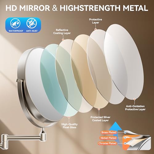 Auxmir 8 Inch Double-Sided Wall-Mounted Makeup Mirror Nickel - 1X/30X Magnification