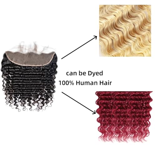 Zhengshuo 13x4 Deep Wave HD Lace Frontal 12 Inch Human Hair Free Part Natural Black