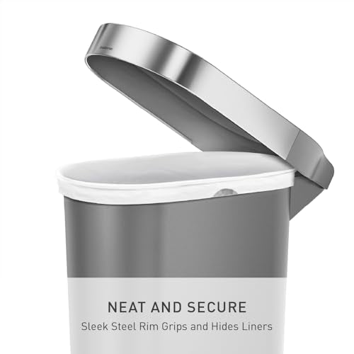 simplehuman Slim Step Trash Can 40L Grey - Silent Close Lid & Steel Pedal