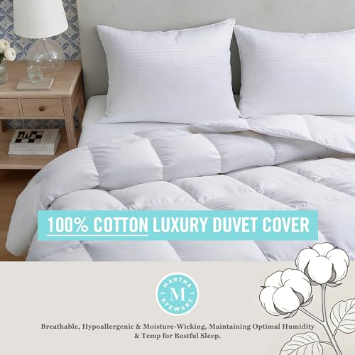Queen Size All Season White Goose Feather & Down Fiber Comforter - Hypoallergenic
