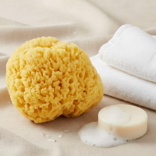 Sea Sponge for Bathing 5 inch-Softly Rough but Not Skin Irritating ? Yellow, Natural Bath Sponge-Renewable Resource ? Natural Sponge for Body and Shower-Lathers & Washes Really Well