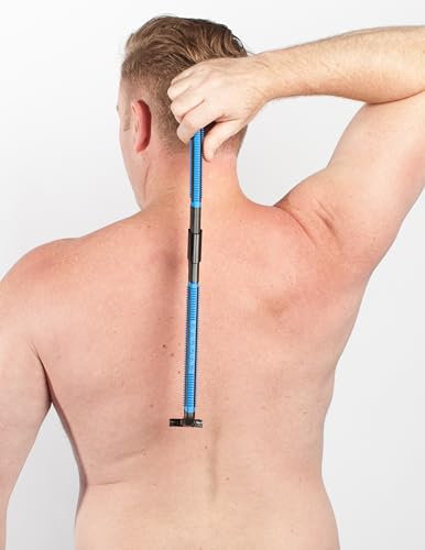 Extended Reach Back Hair Removal Razor with 4 Cartridges – Foldable Body Shaver for Men Women