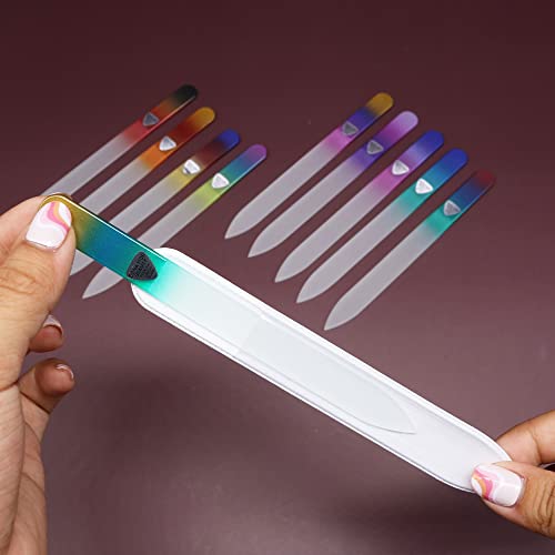 Crystal Glass Nail File Set - 10 Pc Premium Manicure Tools for Natural Nails